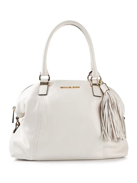 michael kors white tassel bag|white Michael Kors tote bag.